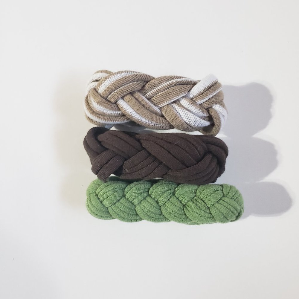 Upcycled Woven Tshirt Jersey Fabric String CELTIC Braided Cuffs Bracelet